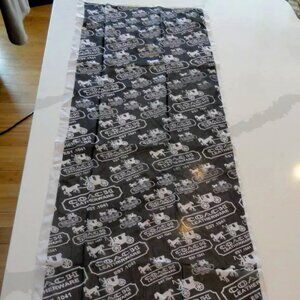 AUTHENTIC 2020 COACH LEATHERWARE 100% SILK SCARF SCARVE BLACK WHITE 60"X20"